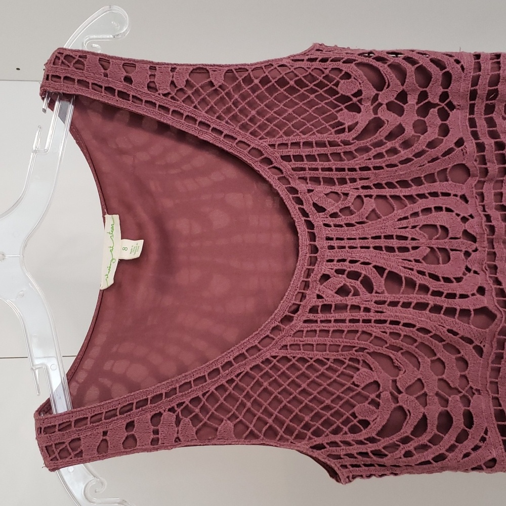 Staring at Stars light purple burgundy Boho knit crochet lined summer dress